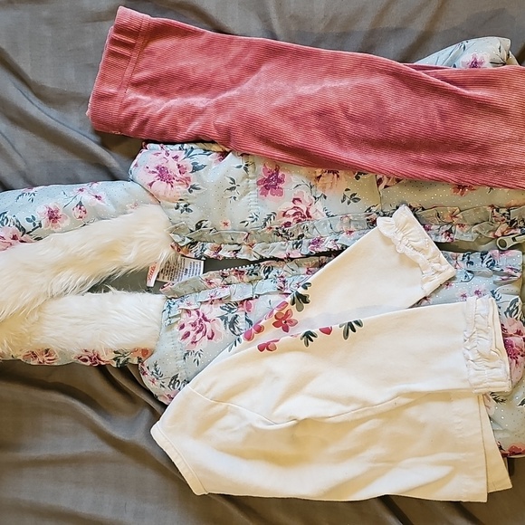 Little Lass Pink and Blue Floral Kids Matching Set - Picture 4 of 4